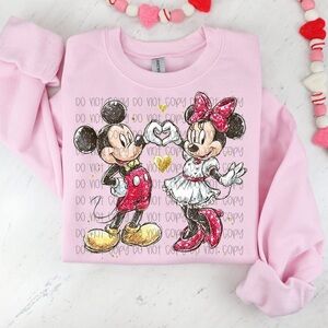 Pink Mickey and Minnie Women’s Sweatshirt Small-3X
